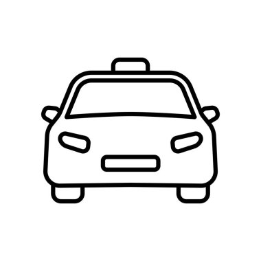Taksi arabası ikonu. Hat taşıma sembolü. Ön manzara. Vektör beyazda izole edildi.