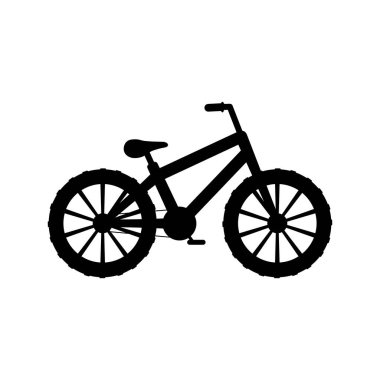 Bisiklet ikonu. Çocuk bisikleti silueti. Çocuk bisikleti siyah şekilli. Vektör illüstrasyonu beyazda izole edildi