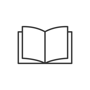  Kitap satırı simgesi. Sayfa özetini aç. Eğitim sembolü. Okuma konsepti. Vektör illüstrasyonu beyazda izole edildi