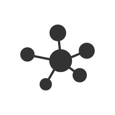 Molekül simgesi. DNA silueti sembolü. Atom bağlantısı konsepti. Vektör beyazda izole edildi