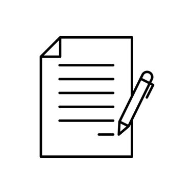 Belge satırı simgesi. Kağıt özet sembolü. Vektör illüstrasyonu beyazda izole edildi