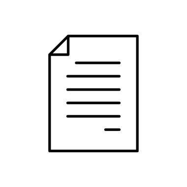 Belge satırı simgesi. Kağıt özet sembolü. Vektör illüstrasyonu beyazda izole edildi