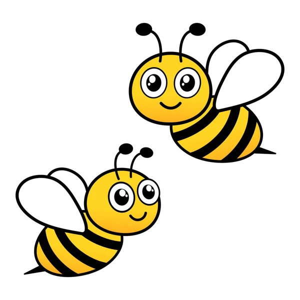 Lindas Abejas Voladoras Carácter Abeja Vector Aislado Blanco — Vector de stock