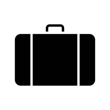 Çanta ikonu. Seyahat bagajı siyah siluet sembolü. Vektör beyazda izole edildi.