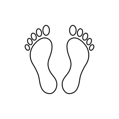 İnsanları ayak ikonu yap. Çizgi insan ayak izleri. Yalın ayak taslak sembolü. Vektör beyazda izole edildi