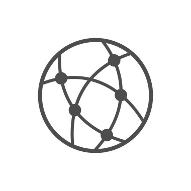 Küresel teknoloji ikonu. Sosyal ağ sembolü. Vektör beyazda izole edildi