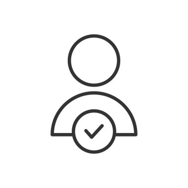 İnsanlar çizgi simgesini işaretliyor. Piktogram çizelgesi olan kişi. Kullanıcı sembolü. Müşteri doğrusal işareti. Vektör beyazda izole edildi