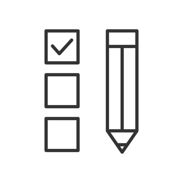 Pencil Vector Icon Checklist Pictogram Approve Clipboard Linear Symbol Illustration — Stock Vector