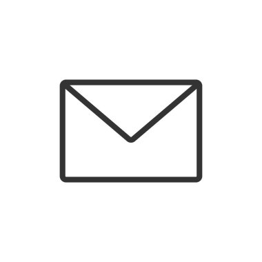 Zarf çizgisi simgesi. E- posta siyah taslak işareti. İş iletişimi kavramı. Siyah mesaj sembolü. Vektör illüstrasyonu beyazda izole edildi.