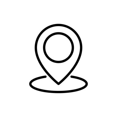 Konum çizgisi simgesi. Harita pin sembolü. İşaret tabelaları. Vektör illüstrasyonu beyazda izole edildi.