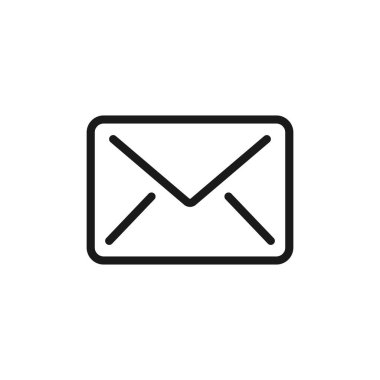 Zarf çizgisi simgesi. E- posta siyah taslak işareti. İş iletişimi kavramı. Siyah mesaj sembolü. Vektör illüstrasyonu beyazda izole edildi.