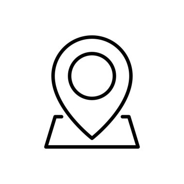 Konum çizgisi simgesi. Harita pin sembolü. İşaret tabelaları. Vektör illüstrasyonu beyazda izole edildi.