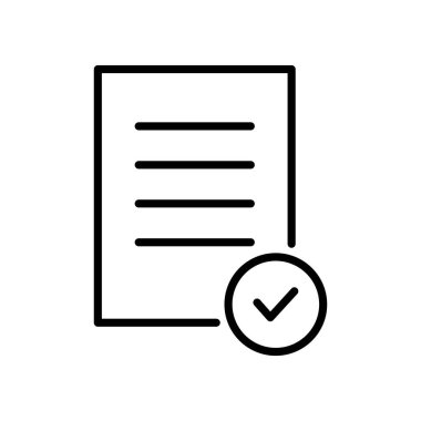 İşaretleme satırı belge simgesini kontrol et. Doğrulanmış bilgi. Kalite kontrol konsepti. Doğrusal sembolü onayla. Vektör illüstrasyonunu kontrol et. Beyazda izole edilmiş.