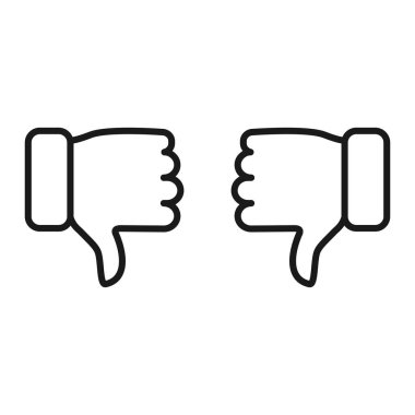 Başparmaklar simgeye. Nefret ve karşıt görüşler sembolü. Onaylamayan silah hattı hareketi. Beyaz arkaplanda izole edilmiş vektör