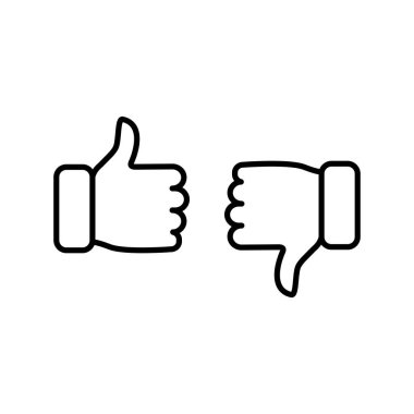 Baş parmaklar yukarı ve baş parmaklar aşağı simgesi. Çizgi işareti gibi. Taslak sembolüyle aynı fikirde değilim. Kol hareketi. Beyaz arkaplanda izole edilmiş vektör