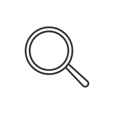 Büyüteç çizgisi simgesi. Arama sembolü. Loupe siyah taslak işareti. Doğrusal olarak yakınlaştır. Büyüteç mercek sembolü. Beyaz arkaplanda izole edilmiş vektör