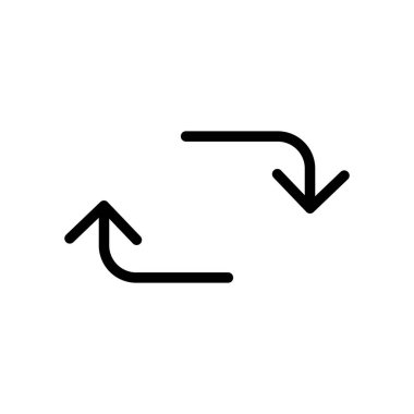 Ok simgesi. Okları tekrar et. Döngüsel dönüş işareti. Vektör beyazda izole edildi. 