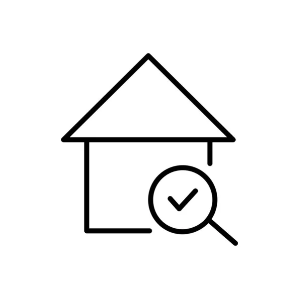 Dům Zaškrtnutou Ikonou Piktogram Lupy Realitky Přijmout Dům Symbolem Zvětšení — Stockový vektor