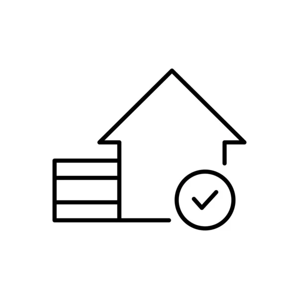 Casa Com Ícone Marca Verificação Aceite Símbolo Esboço Casa Sinal —  Vetores de Stock