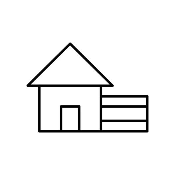 Ícone Esboço Casa Símbolo Construção Casa Com Placa Garagem Vetor —  Vetores de Stock