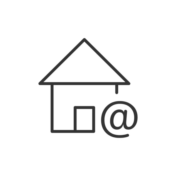 Icono Del Hogar Pictograma Negro Casa Con Signo Correo Electrónico — Vector de stock