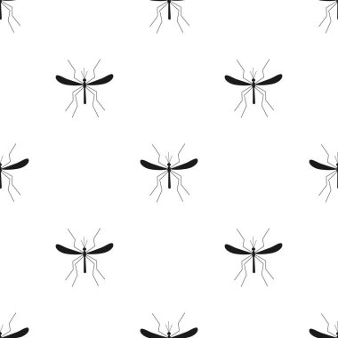 Sivrisinekler kusursuz beyaz arka plan. Kan emici sembolü. Zika virüsü sıtma uyarı vektör çizimi.