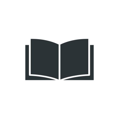 Kitap ikonu. Sayfaları aç. Eğitim sembolü. Kitap siyah siluet. Okuma konsepti. Vektör illüstrasyonu beyazda izole edildi