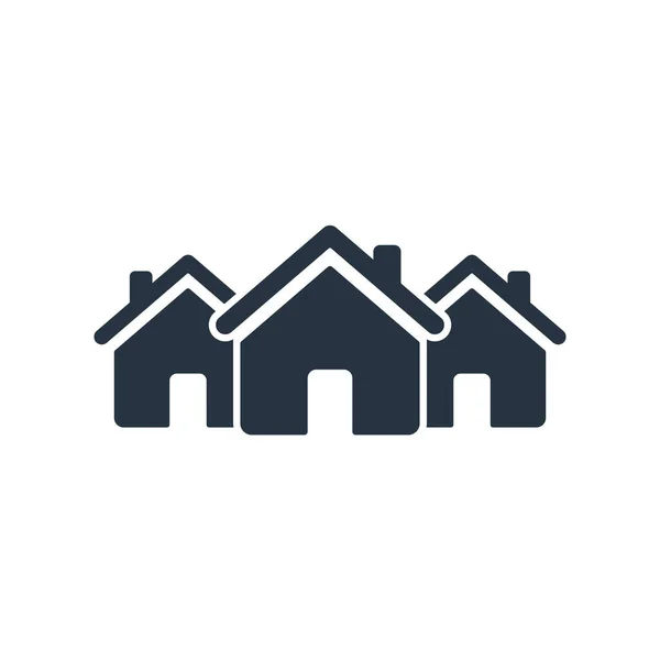 Ikona Domu Tři Stavební Symboly Domovská Značka Obchodní Koncept Města — Stockový vektor