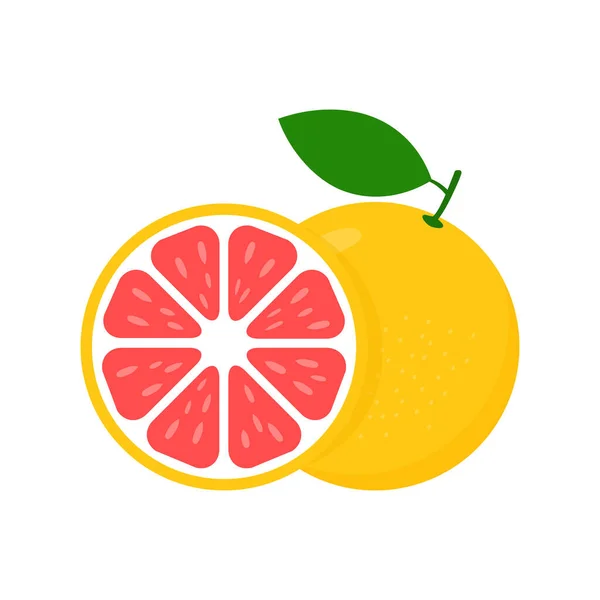 グレープフルーツの新鮮なスライスアイコンセット 健康食品のシンボル 白い背景に単離されたシトラスビタミンCベクターイラスト — ストックベクタ
