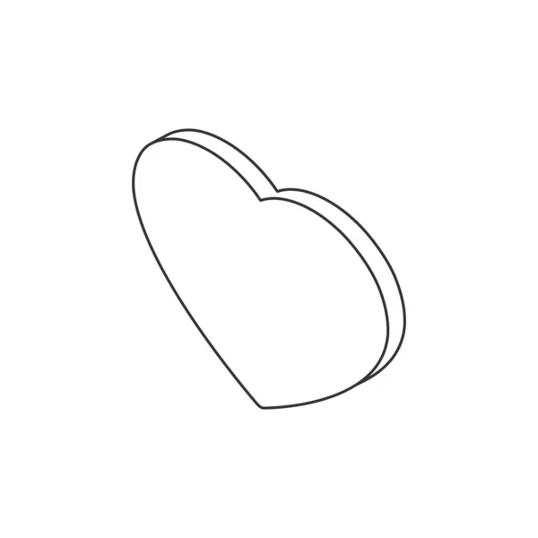 Ligne Coeur Isométrique Icône Mignon Contour Plat Symbole Amour Vecteur — Image vectorielle