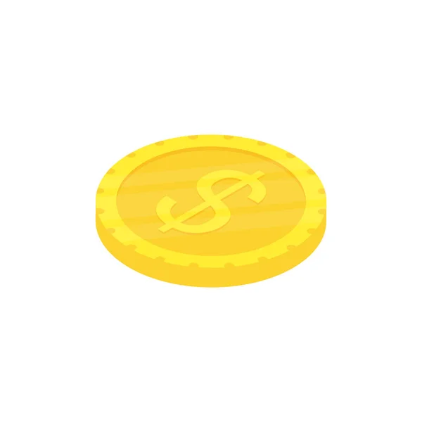 Moneda Oro Icono Isométrico Plano Dorado Símbolo Riqueza Ilustración Vectorial — Vector de stock