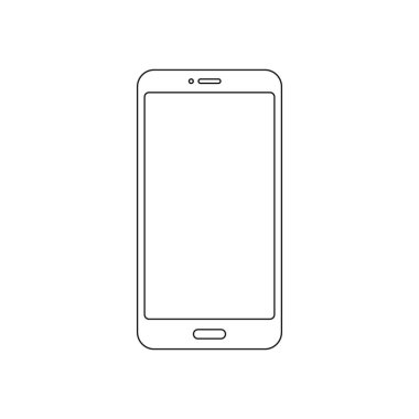 Hat telefon simgesi. Boş ekranlı cep telefonu. Dijital teknoloji doğrusal konsept. Vektör beyazda izole edildi