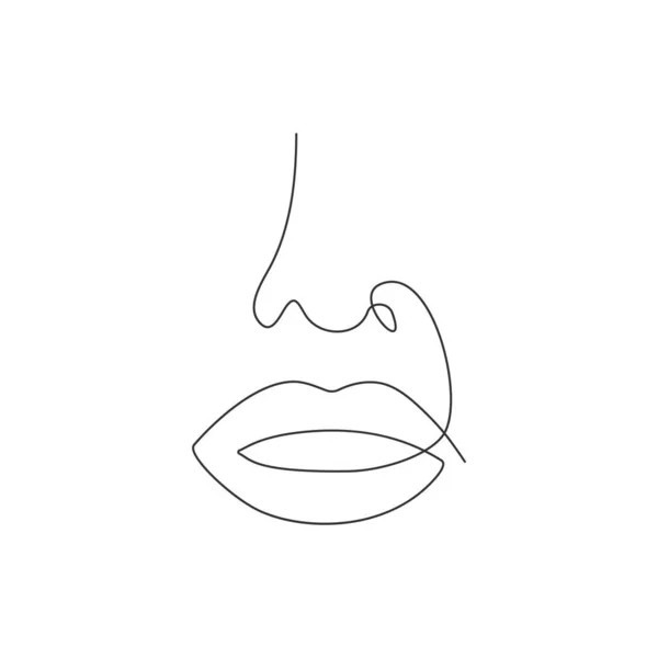 Woman Face One Line Drawing Minimalism Art Female Contour Portrait — Stock Vector