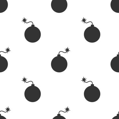 Bomba kusursuz bir şekilde patlamış. Bum sembol deseni. Dinamit işareti. Vektör illüstrasyonu beyaz arkaplanda izole edildi.