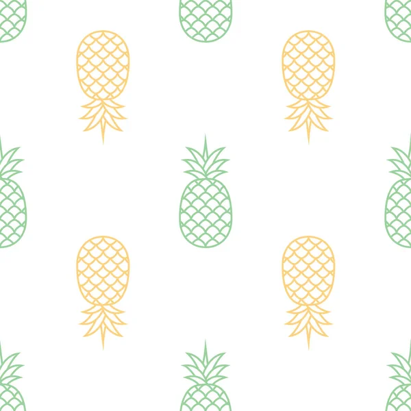 Naadloze Ananas Patroon Zomer Zoete Achtergrond Vector Illustratie Wit — Stockvector