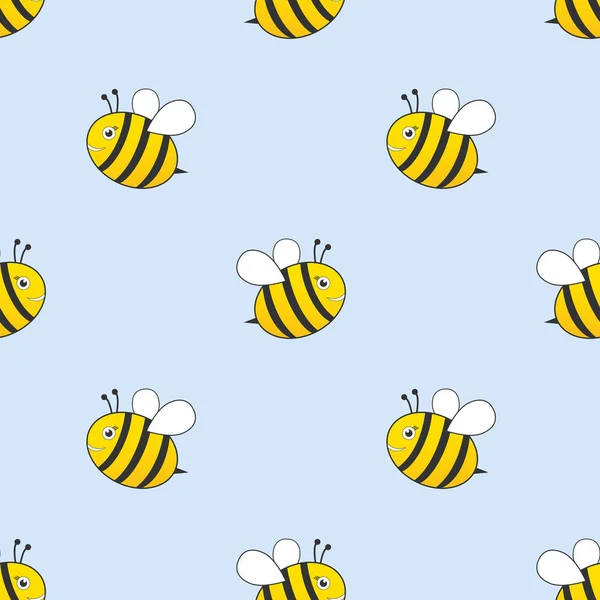 Abeja Sin Costuras Patrón Fondo Lindas Abejas Voladoras Sobre Fondo — Vector de stock