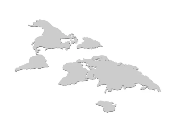 アイソメトリックワールドマップ 灰色の地球地図 白を基調としたベクトルイラスト — ストックベクタ