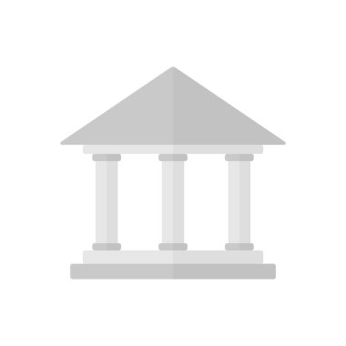 Sütunlu bina. Banka simgesi. Üniversite renkli sembolü. Antik Yunan kültür işareti. Yunanistan mimarisi. Vektör beyazda izole edildi