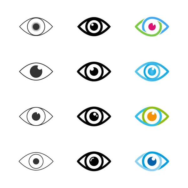 Ikona Oczu Ustawiona Kolekcja Symboli Oczu Ilustracja Wektora Izolowana Białym — Wektor stockowy