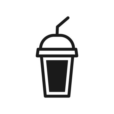 Kahve fincanı ikonu. Siyah siluet içeceği. Boru sembollü bardak. Vektör illüstrasyonu beyazda izole edildi.