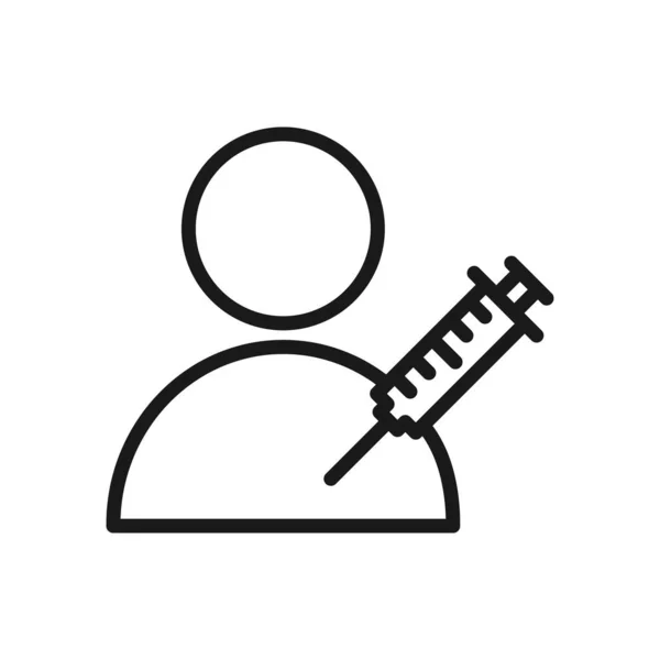 Symbol Pacienta Očkování Lékařská Stříkačka Ikonou Linky Piktogram Obrysu Injekce — Stockový vektor