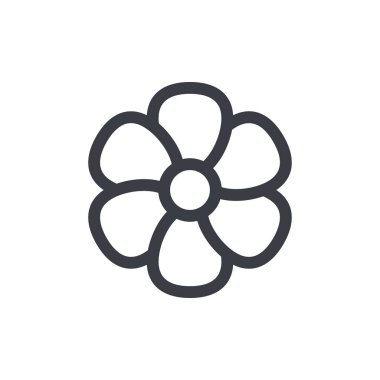  Çiçek çizgisi simgesi. Modaya uygun çiçek sembolü. Güzel doğrusal bitki. Vektör beyazda izole edildi