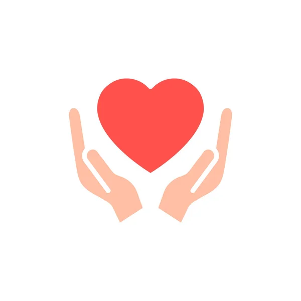 Srdce Barevnou Ikonou Rukou Symbol Lidské Pomoci Podpory Dobrovolná Znamení — Stockový vektor