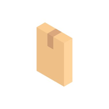 Karton kutu. Isometric tarzı. Kutu paketleme kapalı konteynır. Vektör beyazda izole edildi