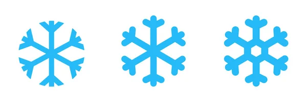 Kar Tanesi Mavi Simgesi Seti Kar Elementleri Koleksiyonu Vektör Beyazda — Stok Vektör
