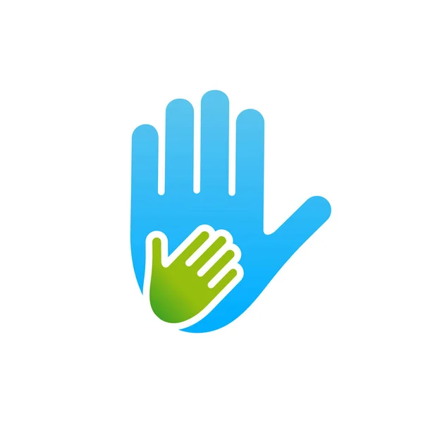 Mutter Und Kind Hand Ikone Hilfe Symbol Weltvatertagskonzept Vektor Illustration — Stockvektor