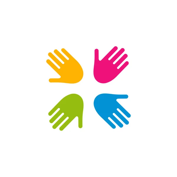 Friendship Colorful Symbol Hands Together Shape Children Organization Teamwork Sign — ストックベクタ