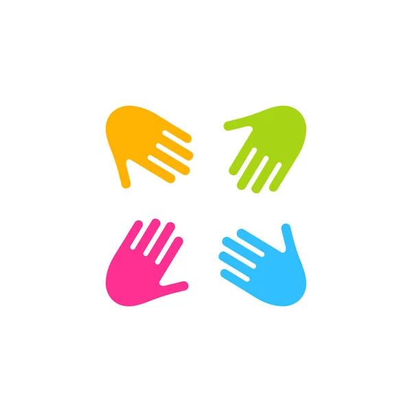 Friendship Colorful Symbol Hands Together Shape Children Organization Teamwork Sign — Διανυσματικό Αρχείο