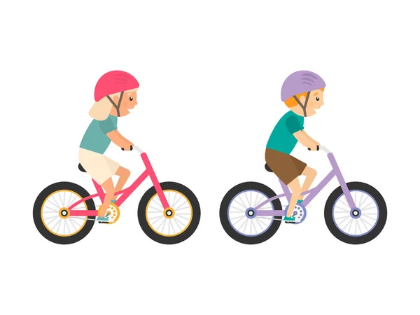 Słodkie Szczęśliwe Dzieci Rowerach Dziewczyny Chłopcy Jeżdżą Rowerach Zdrowy Styl — Wektor stockowy