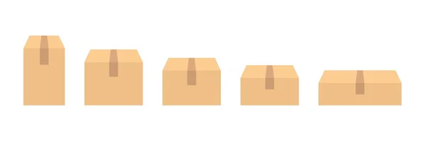 Delivery Box Isometric Set Icon Carton Container Elements Collection Packaging — Vettoriale Stock